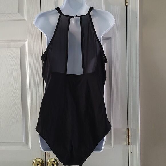 Tempt Me Women One Piece Swimsuit High Neck Plunge Mesh Ruched Monokini Swimwear - Picture 4 of 8